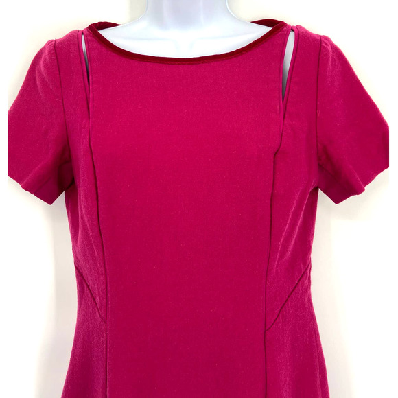 Elie Tahari Pink Jonas Cutout Short Sleeve Wool Sheath Dress Size 6 (flaw) - Picture 4 of 10